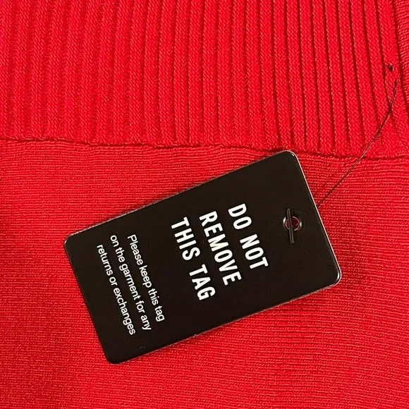 Express | Sweetheart Neck Ruffle Fit and Flare Red Knit Dress Size Large - Picture 6 of 6